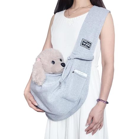 Haustiertragetasche für Hunde und Katzen, Baumwolle und Polyester, Öffnung oben, Sicherheitsgurt innen, Aufbewahrungstaschen, für Reisen und Outdoor-Aktivitäten (1/5)