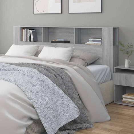 vidaXL Mueble cabecero gris Sonoma 200x18,5x104,5 cm (1/5)