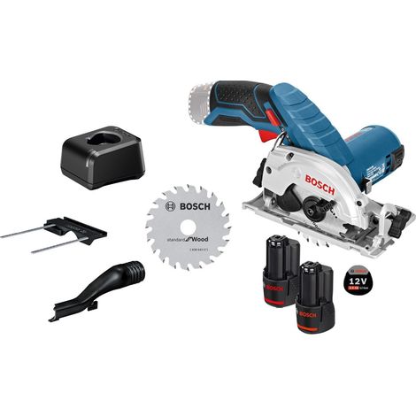 Bosch Scie circulaire sans fil GKS 12V-26 12 V Ø 85 mm / 2x batteries 3,0 Ah + chargeur accessoires inclus