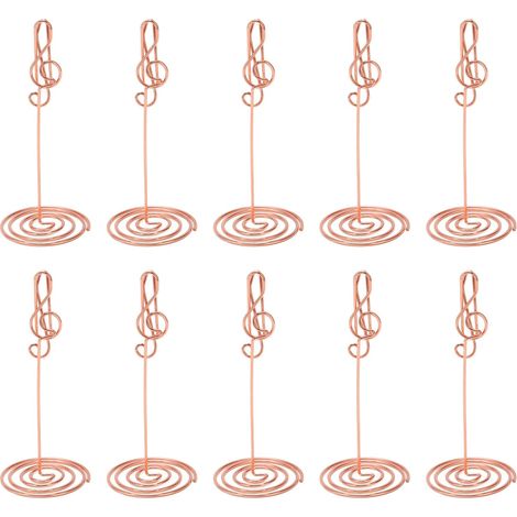 Lot de 10 Supports de Numéros de Table, Base Stable, Métal Électroplaqué Or Rose, Porte-Cartes pour Mariage Fête Bureau (1/5)