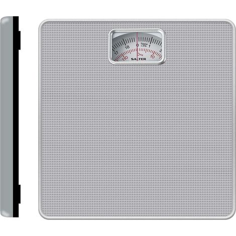 Salter 433 SVDR - Bilancia pesapersone meccanica da bagno, tappetino antiscivolo, quadrante girevole di facile lettura, spaziosa, ampia superficie piedi, capacità max 120 kg, no batterie, argento (1/5)