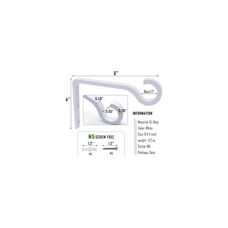 Support pour plante suspendue, 15,2 cm, crochet en métal, crochet de berger, support mural décoratif pour suspendre lanternes, nichoirs, paniers de fleurs, décoration intérieure et extérieure (blanc) (1/5)