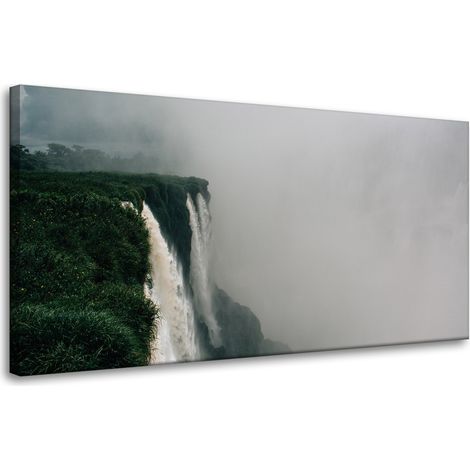 Leinwanddruck Natur – Berge und Wasserfall 80x40 cm