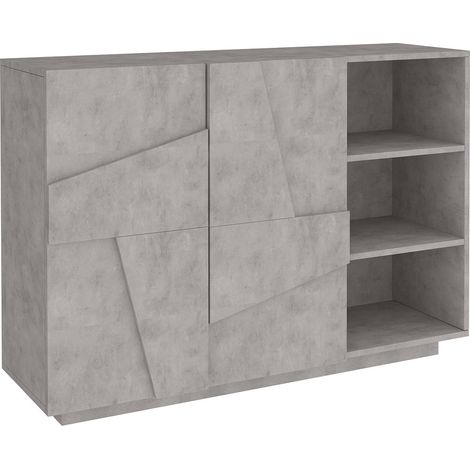 Mobile Multiuso 2 Ante 3 Vani Giorno 121,8x39,2x86 cm Ping Cemento Bronx (1/4)