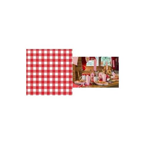 Papstar Serviettes Vichy rouge et blanc 100 pièces