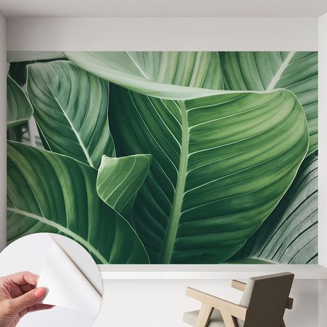Selbstklebend Tapete - Wandgestaltung - Tapete Wohnzimmer - Flur Eingangsbereich Grüne Ruhe 152x104 cm (1/5)