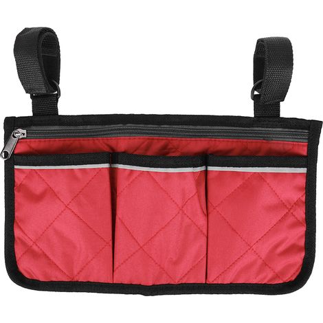 Sac de rangement latéral pour fauteuil roulant et déambulateur, poche multifonctionnelle organisatrice - Rouge bordeaux (1/5)