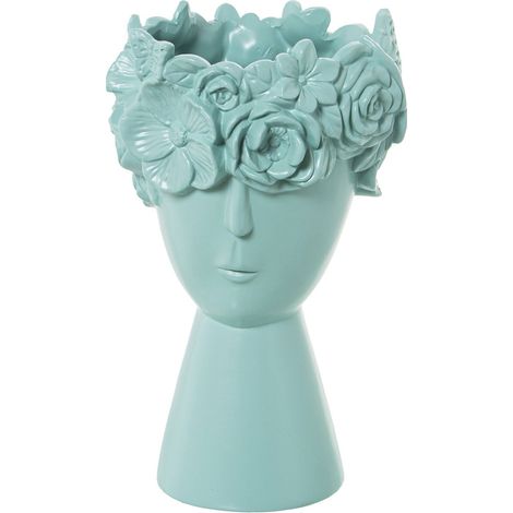 Vase visage floral vert mat pour une élégance singulière - Vert mat esprit nature (1/4)