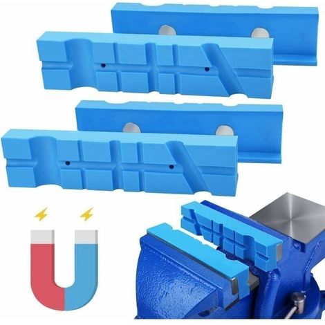 2 PCS Protection d\'tau Magntique en TPU Mors de Protection pour tau Souple Protge-mchoires d\'tau Magntique Bleu pour tau d\'tabli Fixations, Perceuses, Fraiseuses(14 3.6 3.2cm)