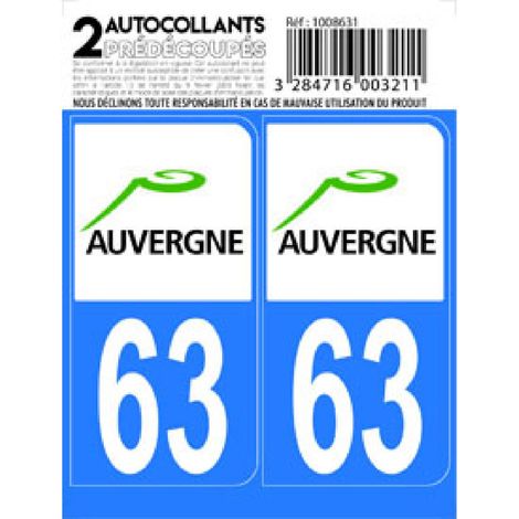 10x Autocollant departement 63 - AUVERGNE