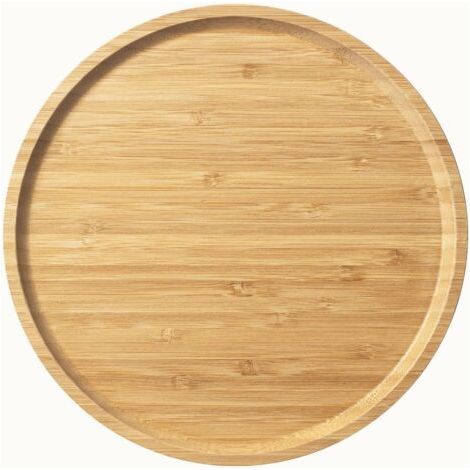 Plateau de Service en Bambou, Plateau Rond en Bois, Plateau de Service en Bois, Fruits, Pain, Assiette à Salade, Planche de Service de Charcuterie (25 cm) (1/5)