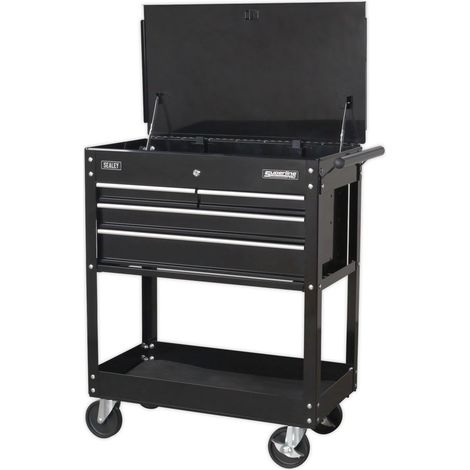 Sealey Heavy-Duty Mobile Tool & Parts Trolley with 4 Drawers & Lockable Top - Black AP850MB (1/5)