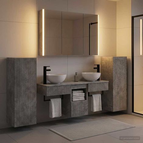 vidaXL Juego de muebles de baño 6 uds. Gris Hormigón (1/5)