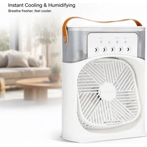 Ventilatore nebulizzatore - Raffrescatore d'aria portatile con serbatoio d'acqua - Ventilatore da scrivania silenzioso dal design moderno (1/5)