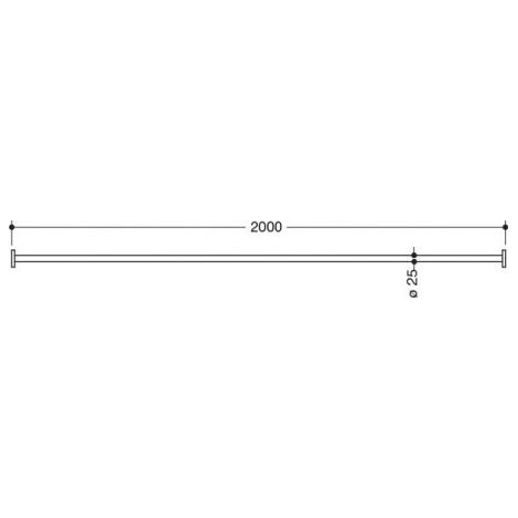 HEWI 900.34.40340 Barre VH, d:25, L:2000, 20 anneaux