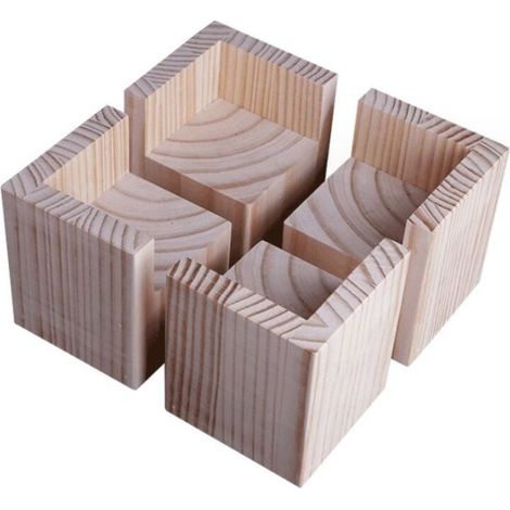 Set of 4 rehausseurs of bed in wood Height 10cm For furniture heavy Installation easy under beds and sofa (1/4)