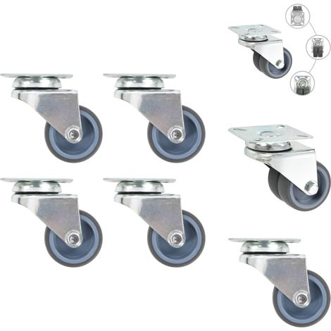 Lenkrollen mit Zwillingsrad 4 Stk. 50 mm - Lenkrolle - Lenkrollen - Schwenkrolle - Schwenkrollen (1/5)