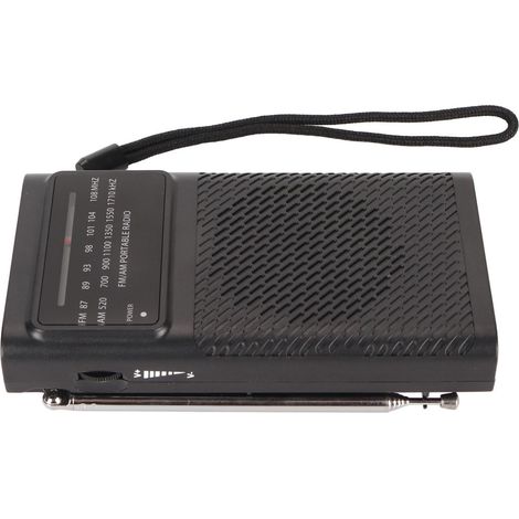 Radio de poche AM/FM avec haut-parleur, prise jack 3,5 mm, alimentée par piles, pour une utilisation intérieure et extérieure, réception longue portée. (1/5)