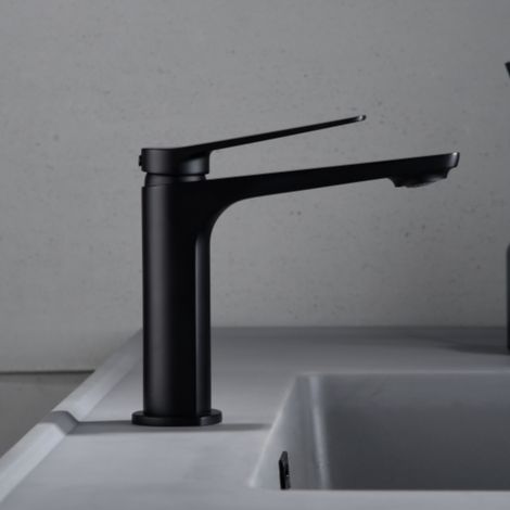 Imex -  Grifo Monomando Lavabo Caño Bajo Negro Serie Nápoles