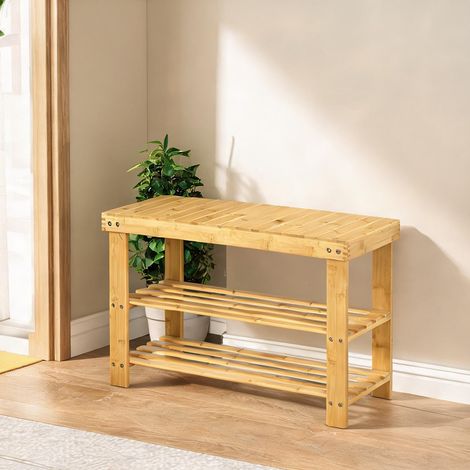 Banc de rangement en bambou 3 étages 70 x 28 x 45 cm (1/5)