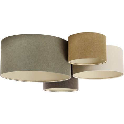 Plafonnier boho élégant tissu crème ajustable ambiance chaleureuse - Beige crème tissu structuré (1/5)