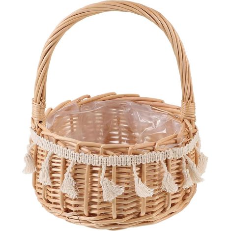 Paniers En Osier De Pâques, Panier Avec Anse, Paniers En Rotin Avec Anses, Panier De Mariage En Paille, Panier Osier Champignon Pour Le Shopping, La Maison, Panier Portable (1/5)