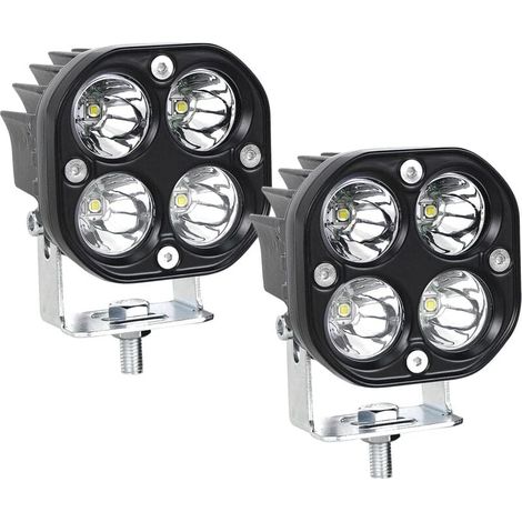 (2PCS) Phare de Travail LED Tracteur 7.6cm 3'' 40W Blanc Projecteur LED 12V 24V Etanche IP67 Feux Antibrouillard LED pour 4x4 Voiture Camion SUV Bateau Carré (1/4)