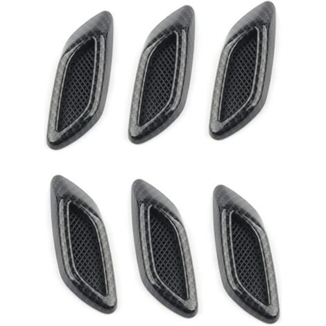 Sollbry 6PCS Couvercle de Ventilation de Capot,  Universel Prise Dair Capot de Voiture de Feuille dAutocollant Grille de Ventilation Latérale Sortie Couverture,Motif en Fibre de Carbone (1/4)