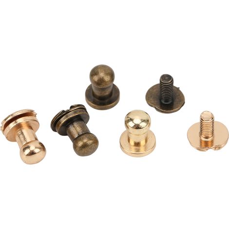 200 Chicago-Schrauben (0,3 x 0,2 Zoll, Rundkopf), robust und langlebig, aus Kupfer, vielseitig einsetzbar für Lederarbeiten wie Taschen und Etuis, in Gold und Bronze. (1/5)