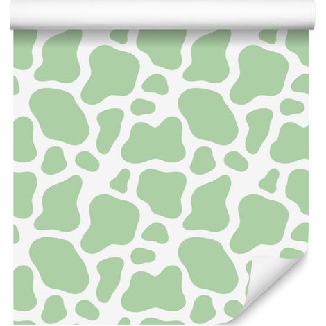 Kuhflecken-Tapete, mintgrün, weiß und hellgrau, 50 x 1000 cm (1/5)