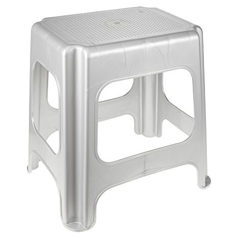 Joma Sgabello in Plastica Argento 41x33,5x42,5 cm