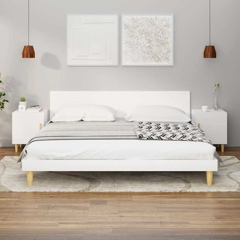 vidaXL Mesitas de noche 2 unidades madera contrachapada blancas (1/5)