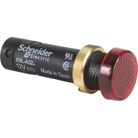 Voyant rond Ø12 IP40 rouge DEL intégrée 24V bornes Harmony XVLA (1/3)