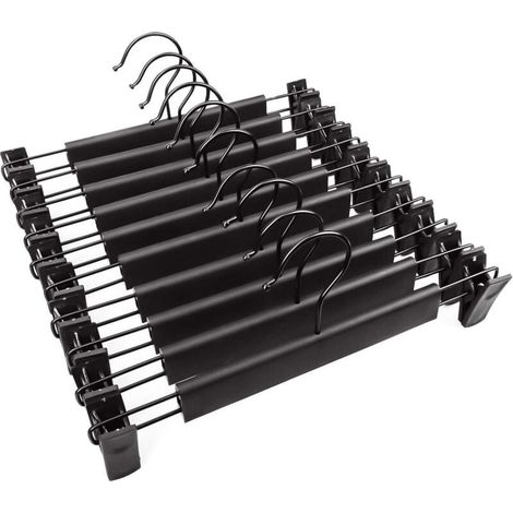 Lot de 10 cintres Premium avec Solide antidérapant réglable Clips Chrome Poli Finition antirouille pivotant à 360 degrés à Su (1/4)