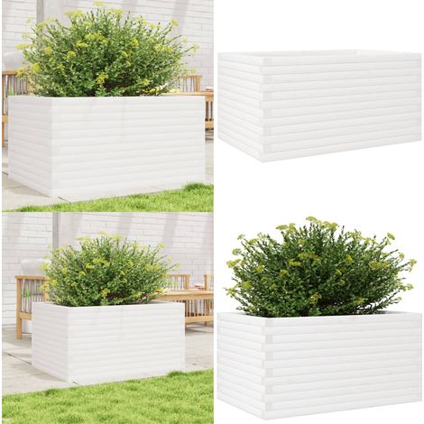Jardinière blanc 90x60x46 cm bois de pin massif - Jardinier - Pot De Fleurs - Bac À Plantation - Bois De Pin - Décoration Extérieure - Home & Living (1/5)