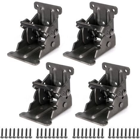 Support pliable, charnière autobloquante avec vis, extension de verrouillage pour pied de table, pied de lit, établi, lot de 4 (1/4)