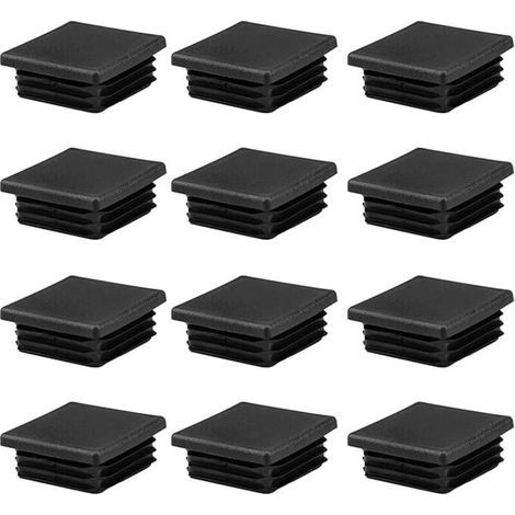 – Couvercles de tubes carrés en plastique noir 50x50mm – Lot de 12 pièces – Résistants à l'humidité – Installation facile pour chaises et tables (1/4)