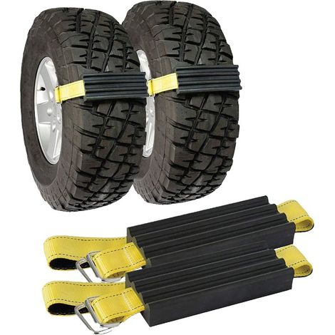 Lot de 2 dispositifs de traction d'urgence pour pneus, sangles de récupération antidérapantes pour voitures et SUV compacts sur neige, boue ou sable.