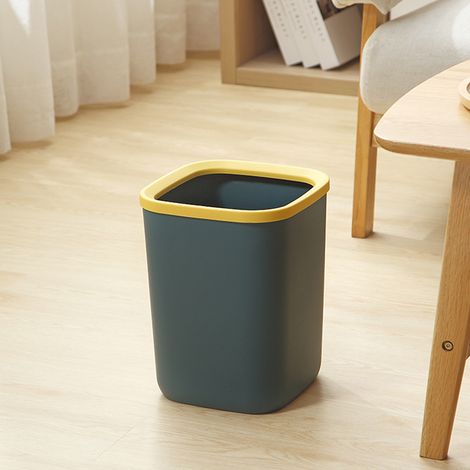 Poubelle Carrée avec Anneau de Fixation Plastique Grande Capacité Design Simple pour Bureau et Toilette [Garbage Container] (1/5)