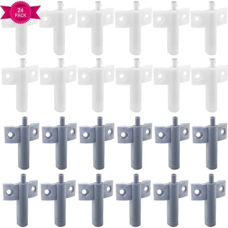 Lot de 24 amortisseurs de porte et meuble (12 gris + 12 blancs), fermeture douce à rétrofiter pour armoires de bureau, tiroirs et portes (1/5)