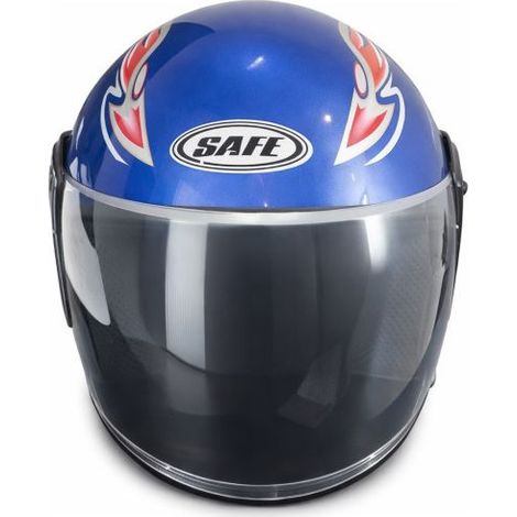Casque avec visière pour moto, scooter, quad - Taille M/L, bleu métallisé