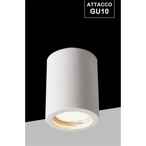 TRADE SHOP - Porta Faretto Lampada Soffitto Gu10 Cilindro In Gesso H90mm Verniciabile Gs-c90-t - (1/5)