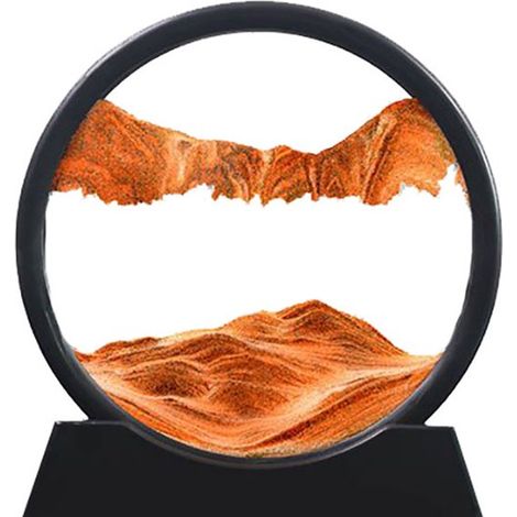 Tableau de sable mouvant 19,5 x 18 cm, décoration artistique avec effet sablier, œuvre moderne pour bureau et table, orange (1/5)