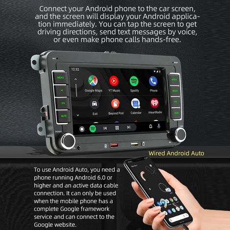 7-Zoll-Autoradio mit MP5-Player, Touchscreen, AM/FM-Radioempfänger mit Bluetooth, Android Auto- und CarPlay-Unterstützung, Freisprecheinrichtung, USB-Lade-/Wiedergabefunktion, Telefonverbindung, Rückf (1/5)
