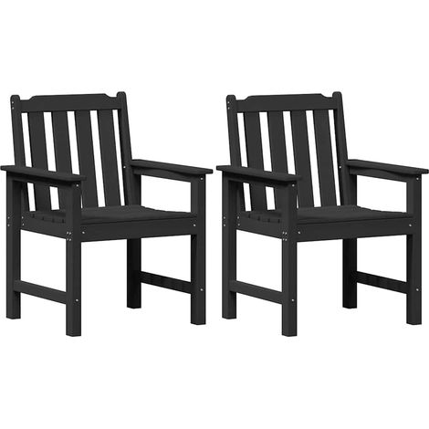 Chaise de jardin. 2 lot de 2 Chaises d'extérieur Noir 65,5 x 59 x 88 cm HDPE (1/5)