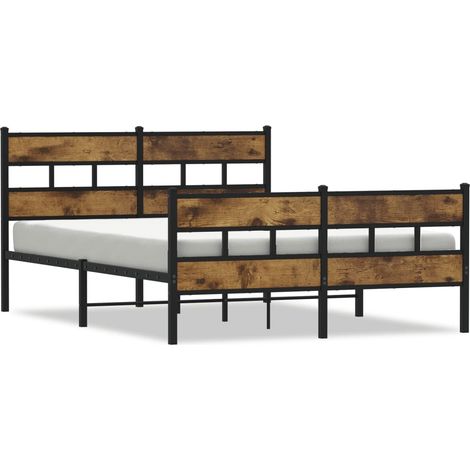 Maison Exclusive - Cadre de lit en métal sans matelas chêne fumé 150x200 cm