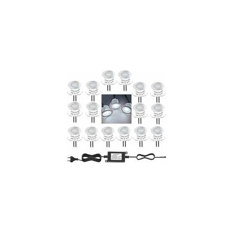 Lot de 16 mini spots encastrés LED d'extérieur, étanche IP67, blanc lumière du jour 4500 K, lampadaire 32 mm 0,6 W DC 12 V pour accès terrasse, escaliers de piscine en bois (1/5)