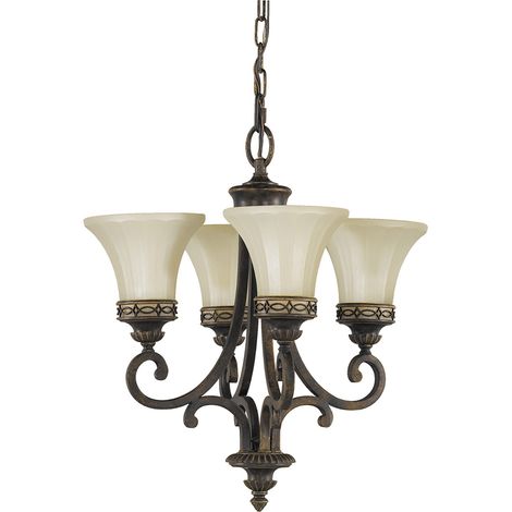 Elstead Drawing Room - Lampadario Multi Braccio 4 Luci Finitura Noce, E27 (1/4)