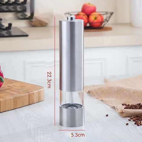 Moulin À Poivre Électrique - Acier Inoxydable - Contenant En Acrylique - Réglage De La Mouture - Fonctionne Sur 4 Piles AA - 1 Pièce (1/5)