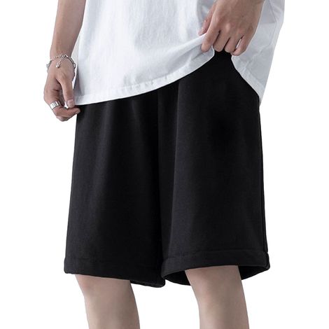 Short De Sport Homme - Polyester Respirant - Cordon Élastique Et Poches Latérales - Pour Bureau Et Loisirs - Noir Taille XL (1/5)